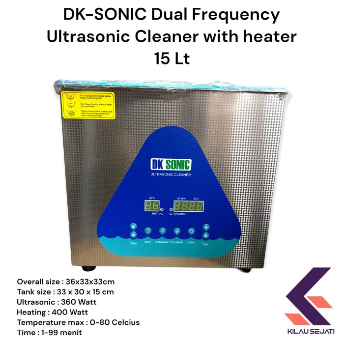 DK SONIC dual frequency digital ultrasonic cleaner with heater 15 Lt