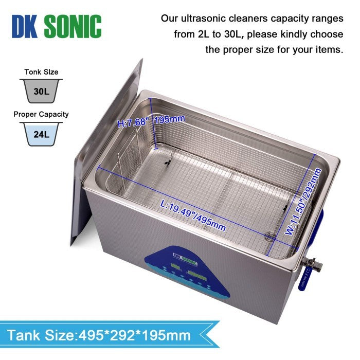 DK SONIC dual frequency digital ultrasonic cleaner with heater 22 Lt