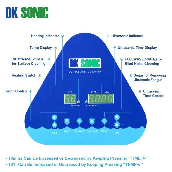 DK SONIC dual frequency digital ultrasonic cleaner with heater 22 Lt
