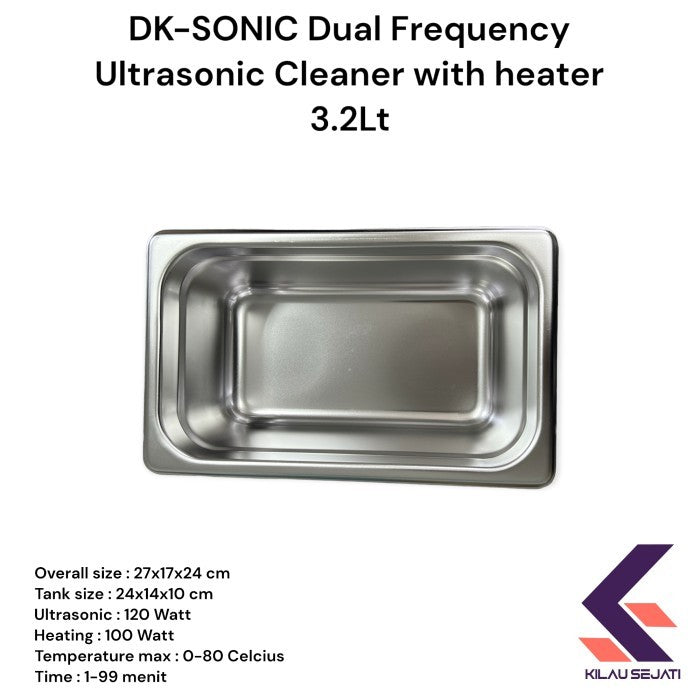 DK SONIC mesin pembersih ultrasonik dual getaran dengan pemanas 3.2 Lt