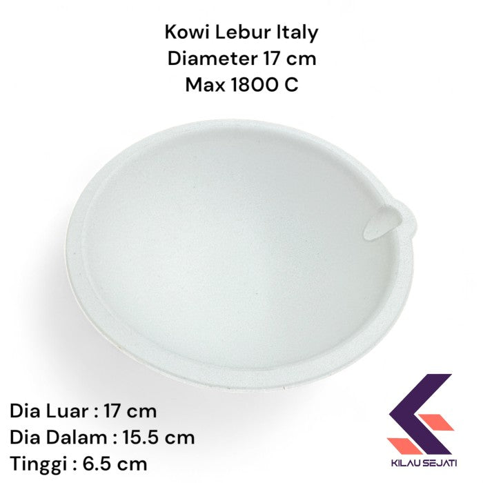 Mangkok Kowi Lebur Italy Diameter 17 cm Tahan Suhu Hingga 1800 C