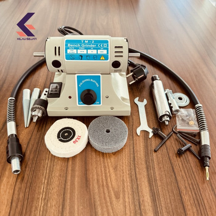 TM-2 Mesin Gerinda dan Poles Mini Multi Fungsi Full set / TM-2 Bench Grinder and Polishing Machine Full Set