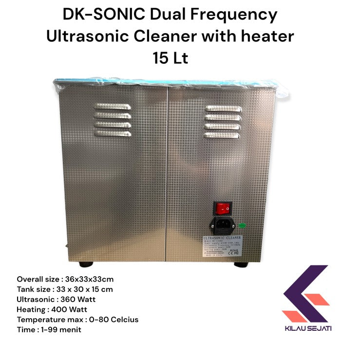 DK SONIC dual frequency digital ultrasonic cleaner with heater 15 Lt