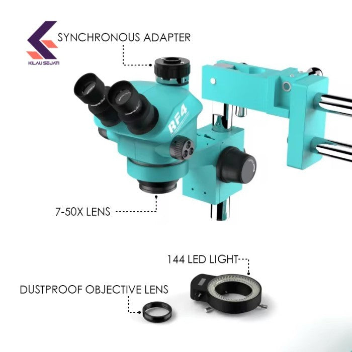 RF4 Mikroskop Pasang Mata Berlian Micro Setting Plus Objective Lens Khusus Untuk Perhiasan