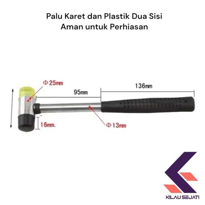 Palu Dual Head dari Plastik dan Karet Aman untuk Perhiasan
