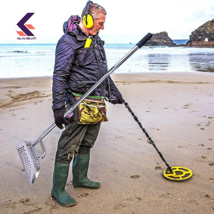 Sekop Pasir Plus Ayakan Untuk Menambang Emas, Sand Scoop for Metal Detecting, Metal Detector Scoop, Stainless Steel Sand Sifter Shovel, Fast Sifter Shovel for Underwater Treasure Hunting