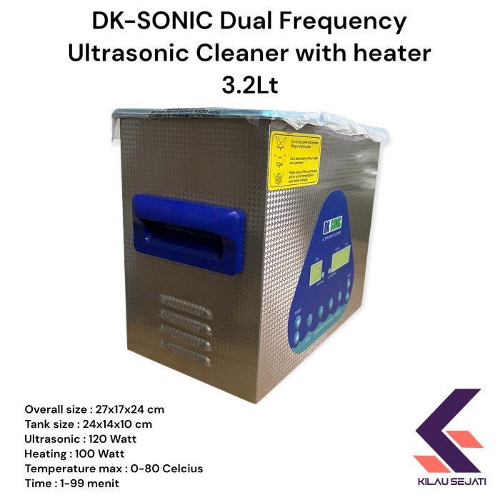 DK SONIC mesin pembersih ultrasonik dual getaran dengan pemanas 3.2 Lt