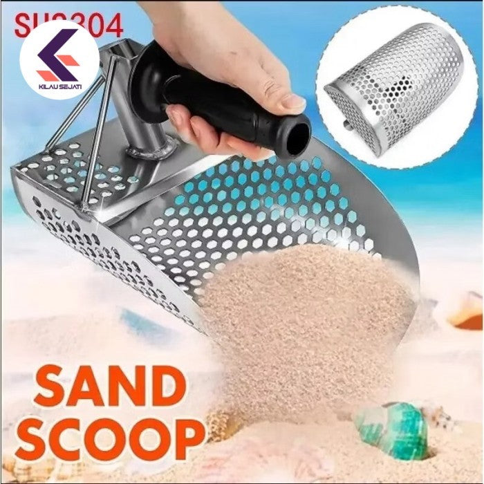 Sekop Pasir Plus Ayakan Untuk Menambang Emas, Sand Scoop for Metal Detecting, Metal Detector Scoop, Stainless Steel Sand Sifter Shovel, Fast Sifter Shovel for Underwater Treasure Hunting