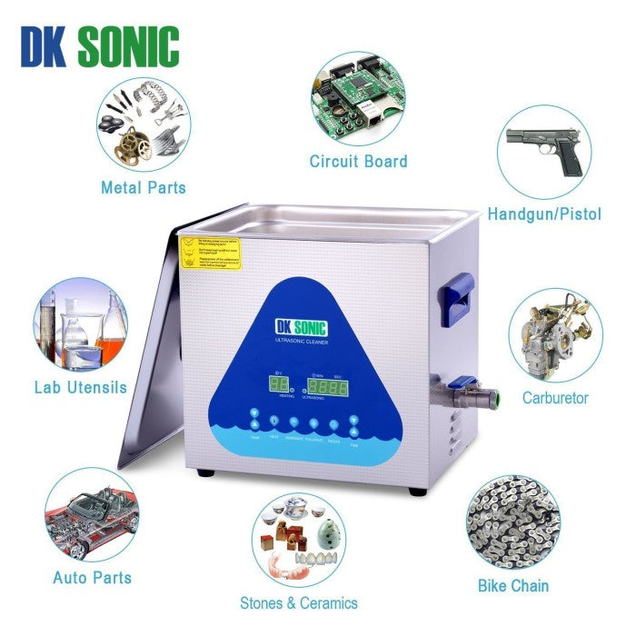 DK SONIC dual frequency digital ultrasonic cleaner with heater 10 Lt
