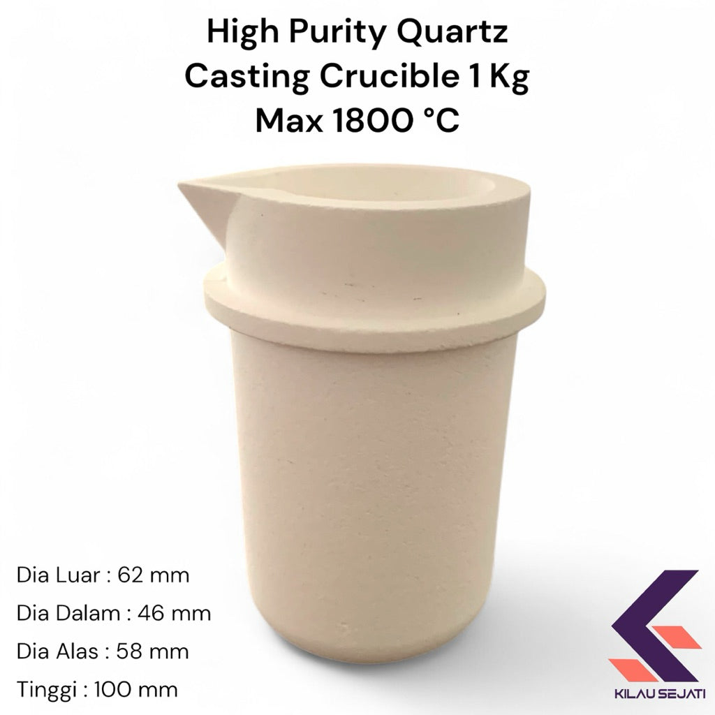 High Purity Quartz Casting Crucible 1 Kg – Fused Silica 1800 °C