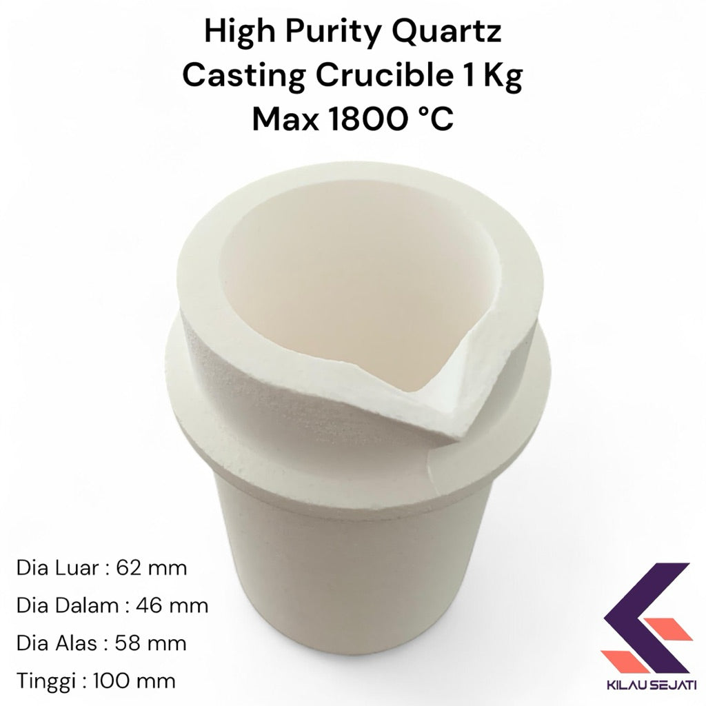 High Purity Quartz Casting Crucible 1 Kg – Fused Silica 1800 °C