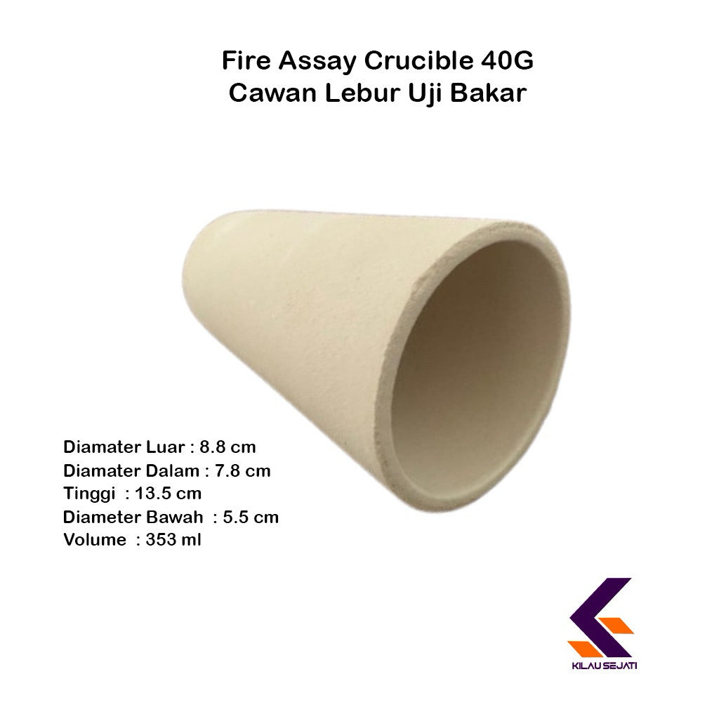 Fire Assay Crucible 40G Cawan Lebur Uji Bakar 353 ml