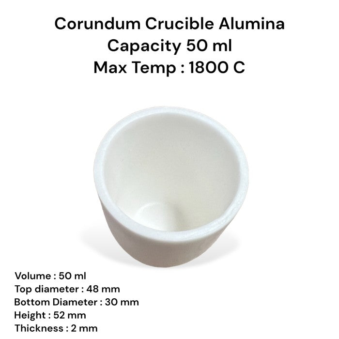 Krus Alumina 50 ml High Purity 99% / Alumina Crucible 1800°C