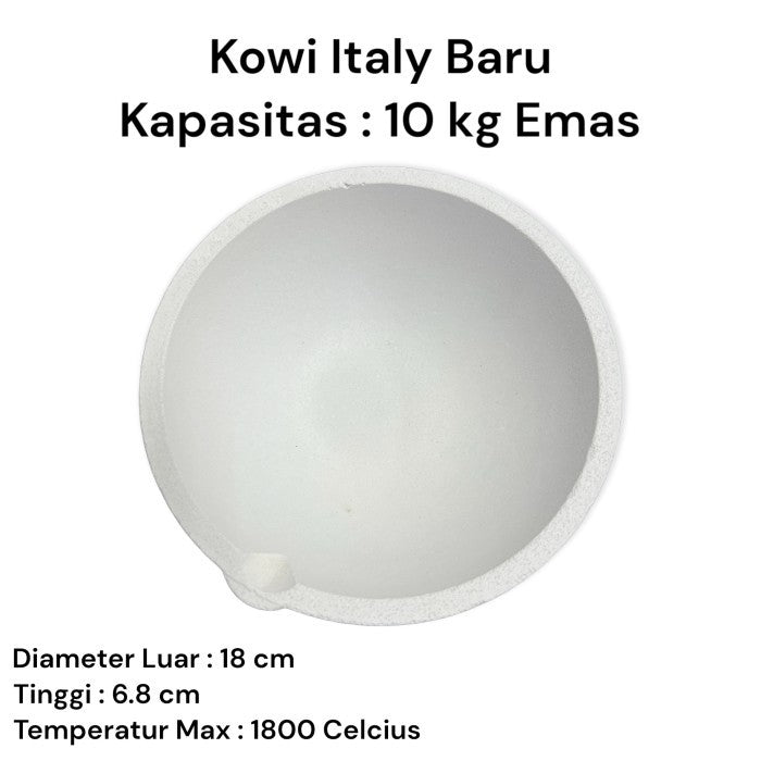 Mangkok Kowi Lebur Italy Baru Diameter 18 cm Tahan Suhu hingga 1800 C