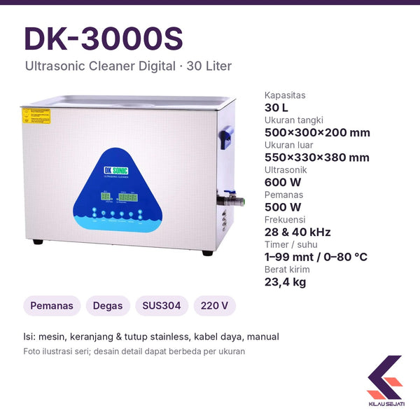 Ultrasonic Cleaner DK Sonic 30 Liter Dual Frequency + Pemanas