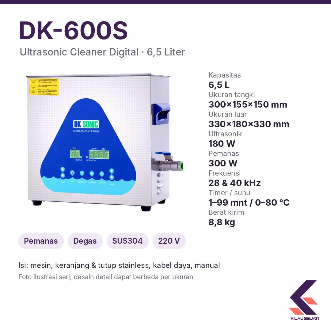 Ultrasonic Cleaner DK Sonic 6,5 Liter Dual Frequency + Pemanas