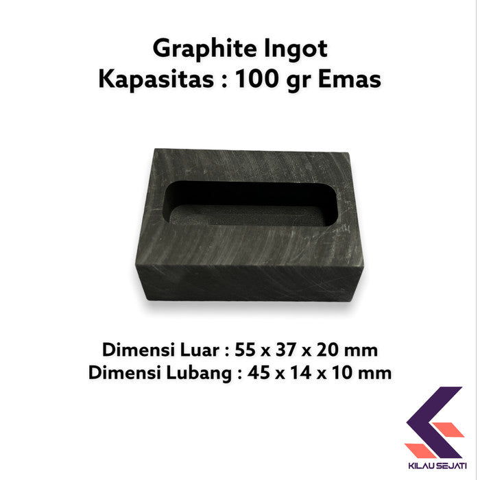 Cetakan Ingot Emas Grafit 100 gr High Purity / Singen Grafit