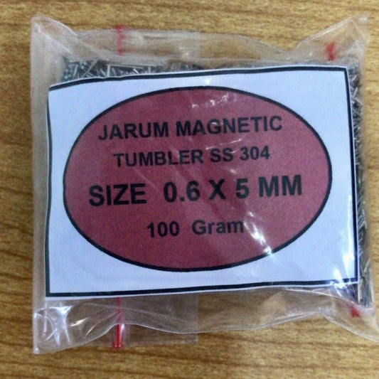 Jarum magnetic tumbler bahan stainless steel 304 size 0.6x5 mm 100 gr