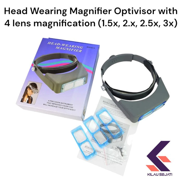 Kaca Pembesar Kepala Optivisor Binocular 4 Lensa (1,5x - 3,5x)