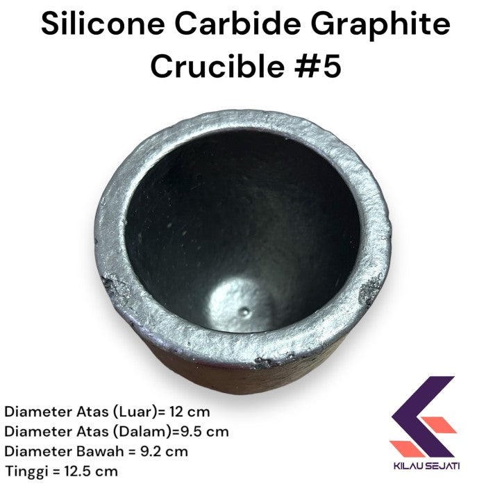 Silicon Carbide Grafit Crucible Tungku Peleburan Kuningan Tembaga 5 Kg