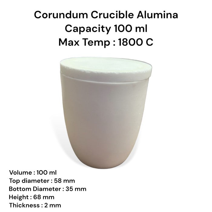 Krus Alumina 100 ml High Purity 99% / Alumina Crucible 1800°C