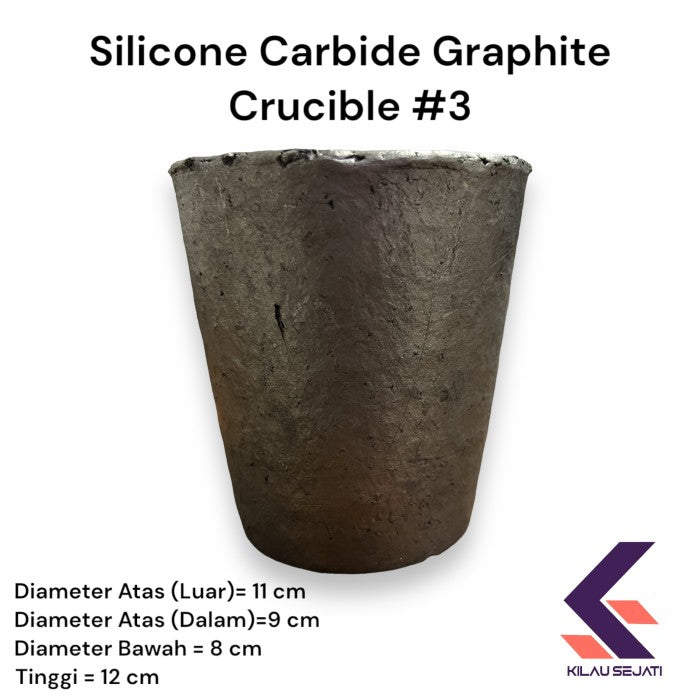 Silicon Carbide Grafit Crucible Tungku Peleburan Kuningan Tembaga 3 Kg