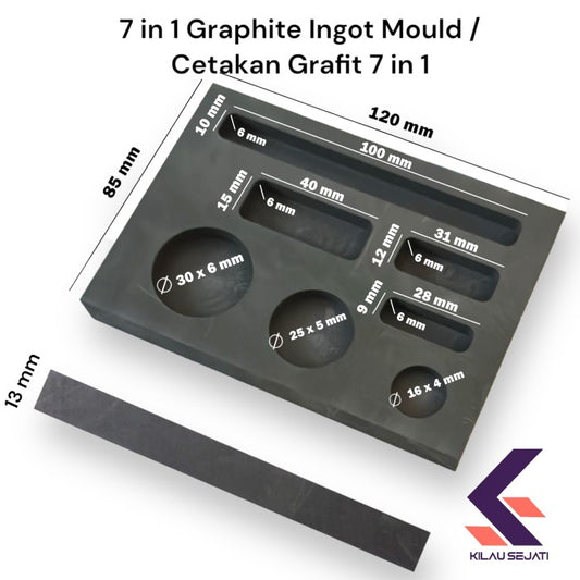 Graphite Ingot Mould 7 in 1 Cetakan Ingot grafit high density 7 Lubang