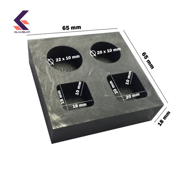 Cetakan Ingot Emas Grafit 4 Lubang High Capacity
