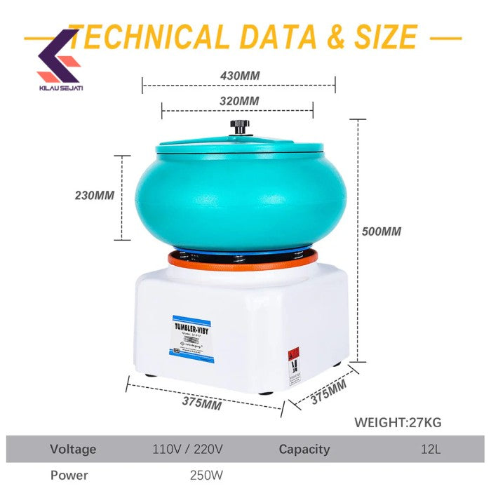 Mesin Poles Getar Vibratory Tumbler SP-P17 12 Liter