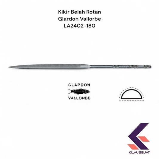 Kikir Belah Rotan Halus Glardon Vallorbe Half Round Needle File 180 mm Cut 4