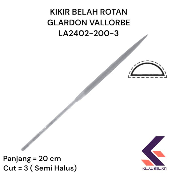 Kikir bulat no.3 Panjang 20 cm Cap Ikan Asli/ Glardon Vallorbe