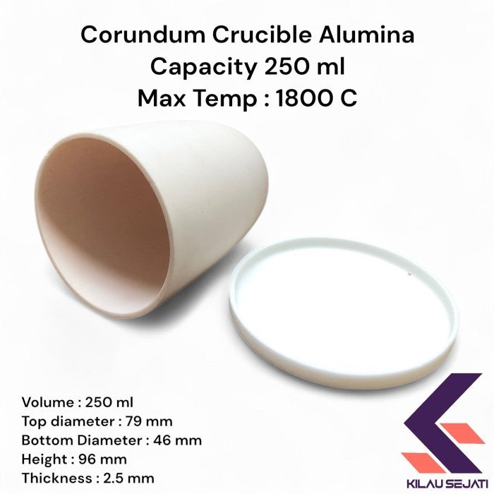 Krus Alumina 250 ml High Purity 99% / Alumina Crucible 1800°C