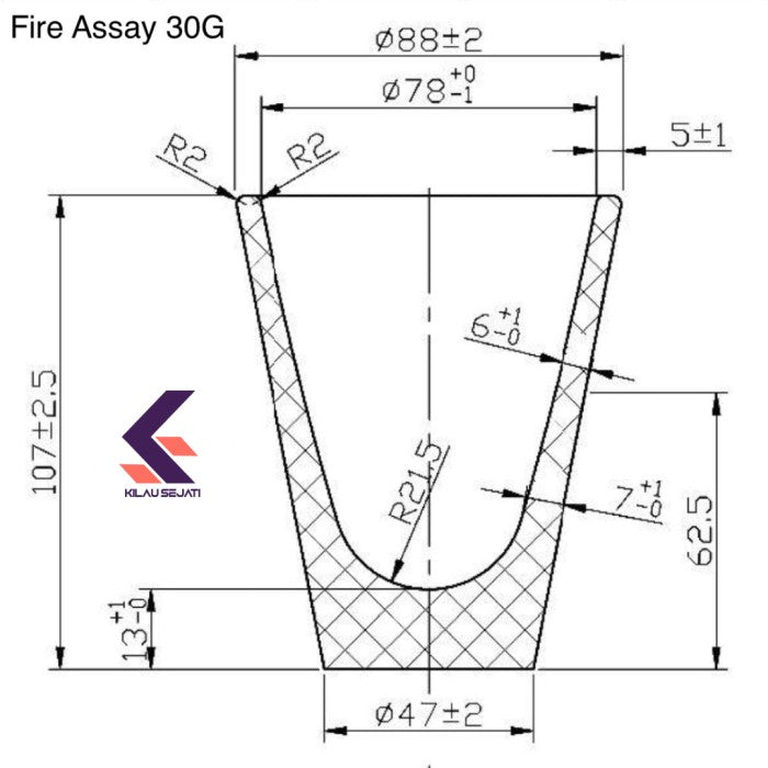 Fire Assay Crucible 30G 250 ml / Cawan Lebur Uji Emas