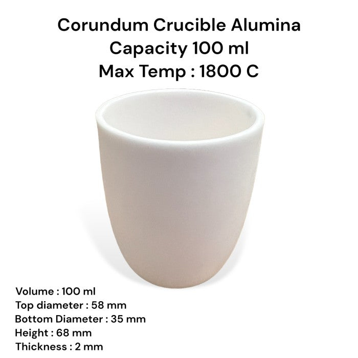 Krus Alumina 100 ml High Purity 99% / Alumina Crucible 1800°C
