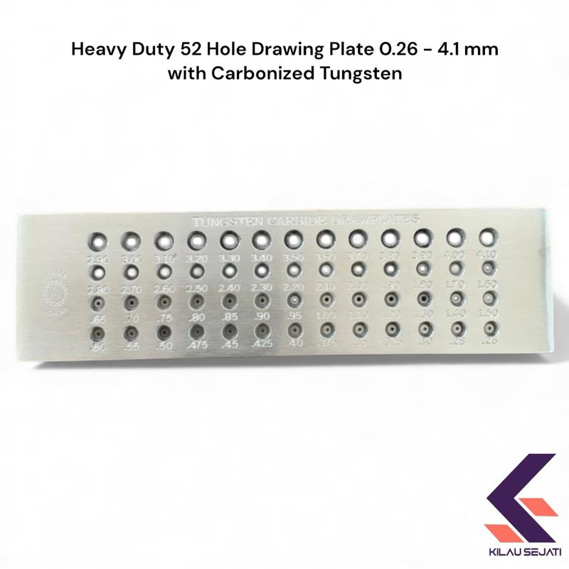 Kilau Sejati Heavy Duty 52-Hole Tungsten Carbide Drawing Plate 0.26 – 4.10 mm dengan Lubang Carbonized Tungsten Polished untuk Presisi Tinggi dalam Pembuatan Perhiasan
