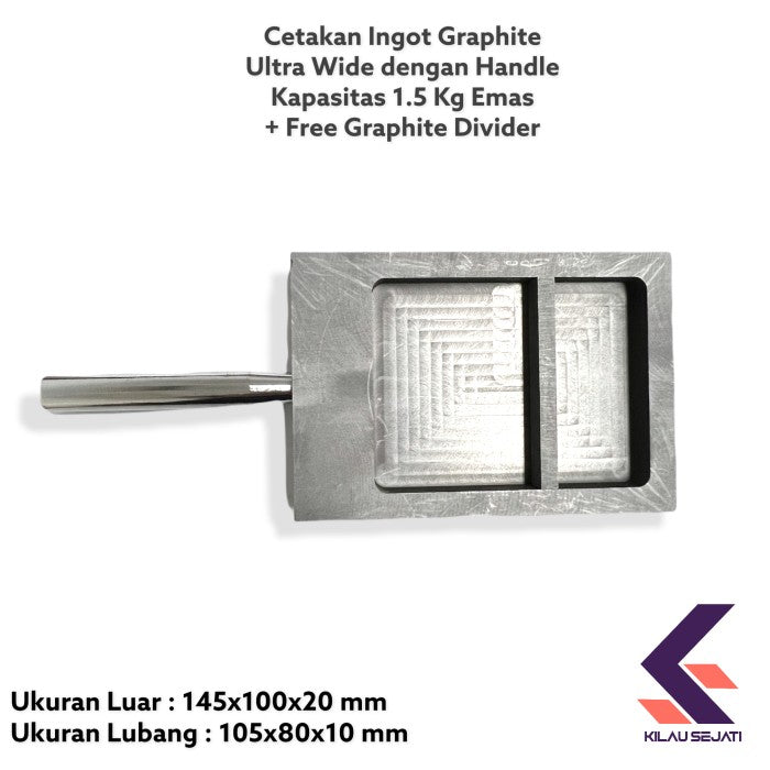 Cetakan Ingot Emas Grafit Heavy Duty Lebar 1,5 kg