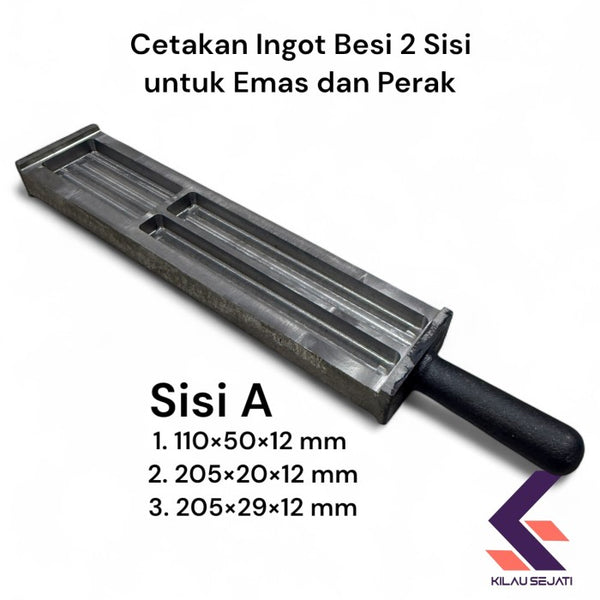 Cetakan Ingot Besi 2 Sisi untuk Emas & Perak, 8 Ukuran