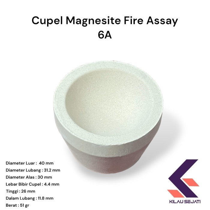 Cupel Magnesit 6A untuk Fire Assay / Uji Kadar Emas