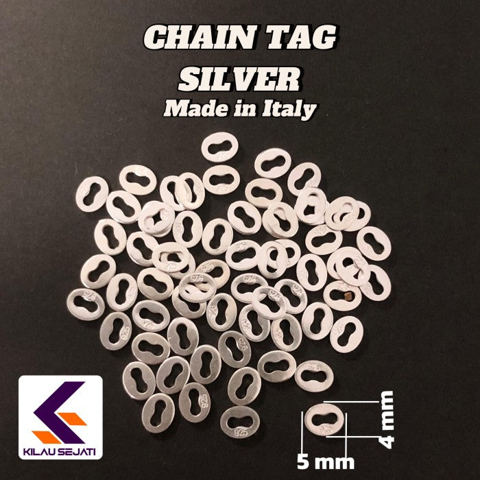 Chain Tag Perak 925 Made in Italy / Plat Ujung Rantai