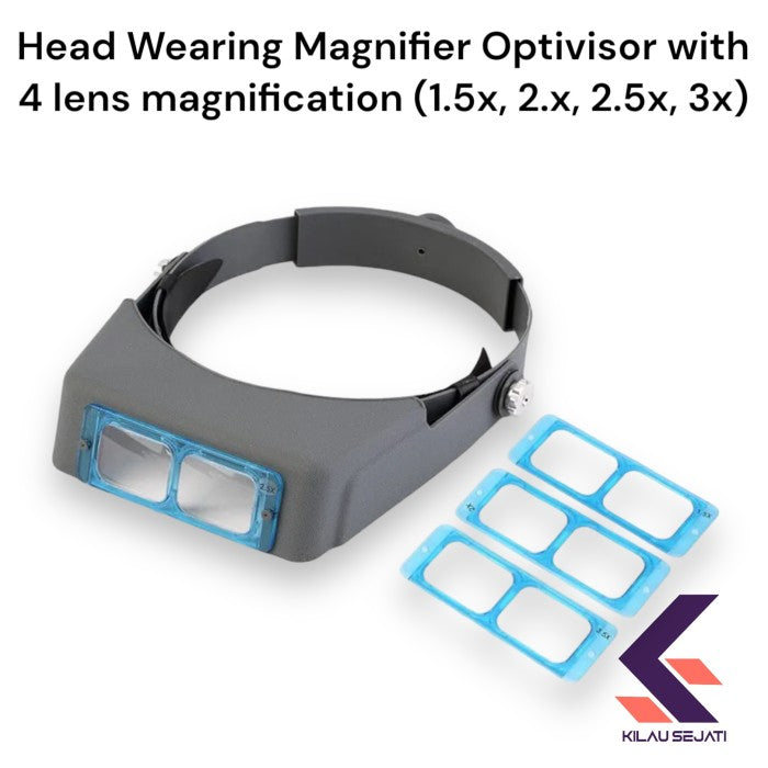 head wearing binocular magnifier optivisor loupe 4 lensa visor