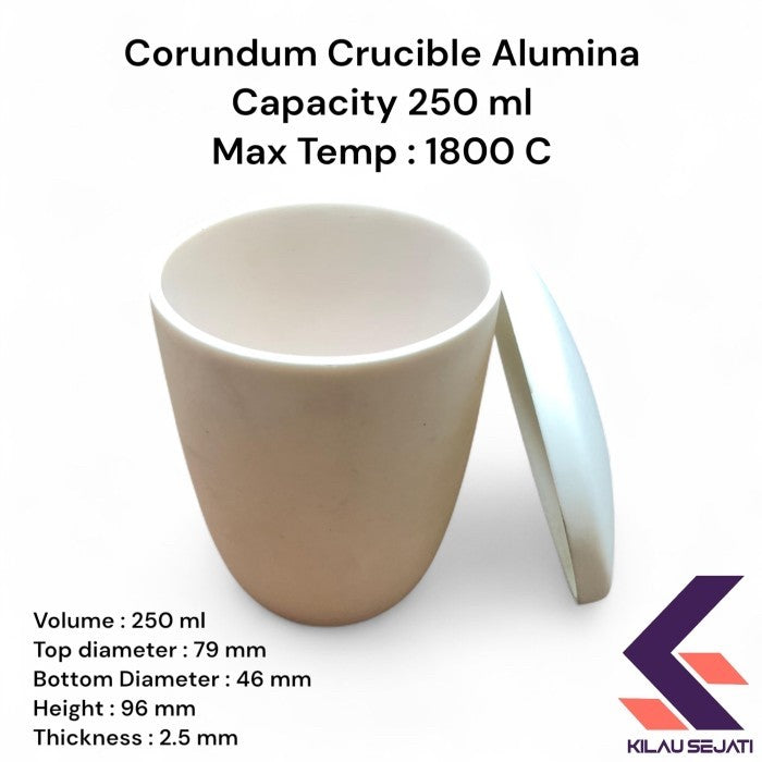 Krus Alumina 250 ml High Purity 99% / Alumina Crucible 1800°C
