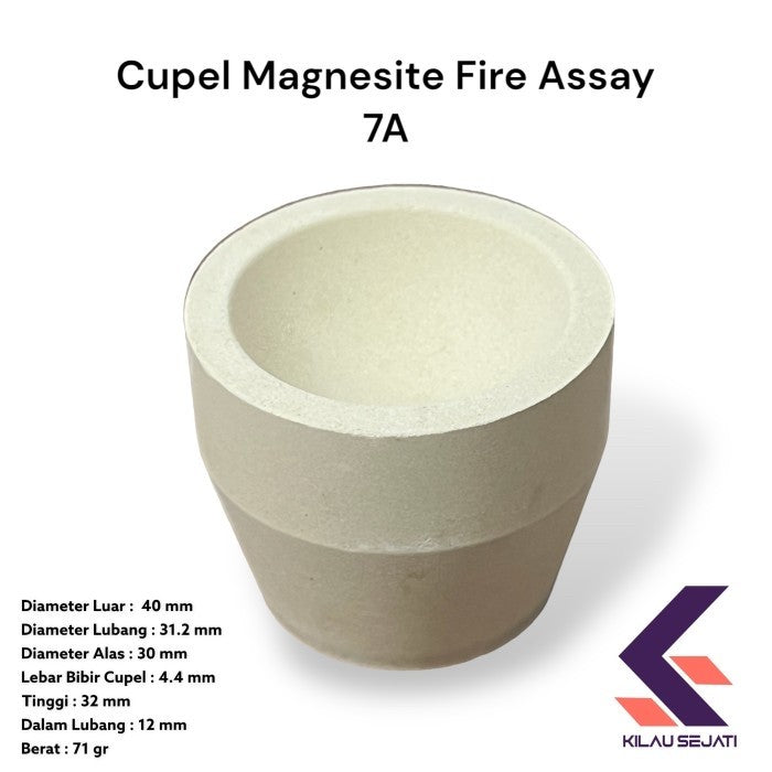 Cupel Magnesit 7A untuk Fire Assay / Uji Kadar Emas