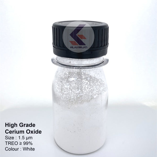 Bubuk Cerium Oxide Optical Grade TREO ≥ 99% / Poles Kaca