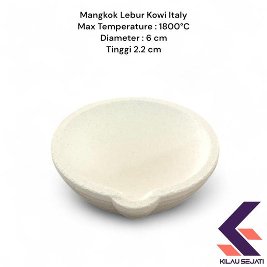 Mangkok Kowi Lebur Italy Baru Diameter 6 cm Tahan Suhu Hingga 1800 °C