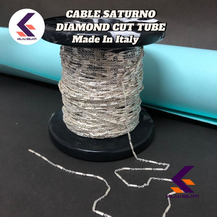 Rantai Perak 925 Cable Saturno Chain Made in Italy per 10 cm