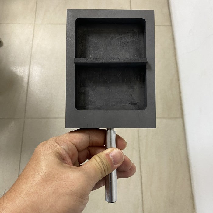 Cetakan Ingot Emas Grafit 2 kg Lebar dengan Handle & Pembatas