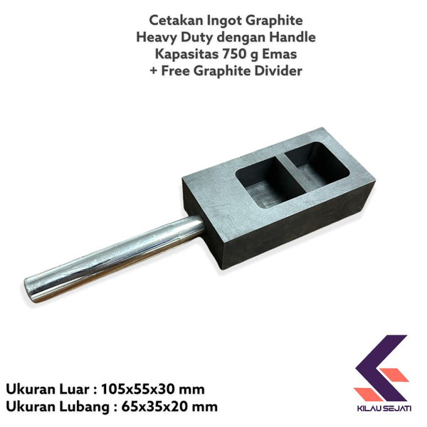 Cetakan Ingot Emas Grafit Heavy Duty 750 gr + Pembatas