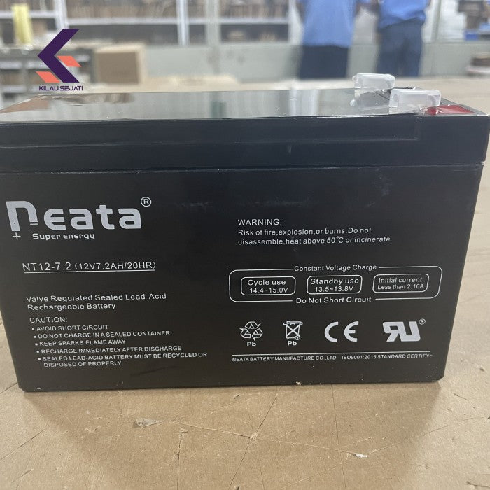 Neata Baterai UPS Kualitas Premium Heavy Duty 12V 7.2Ah berat 2.5 kg