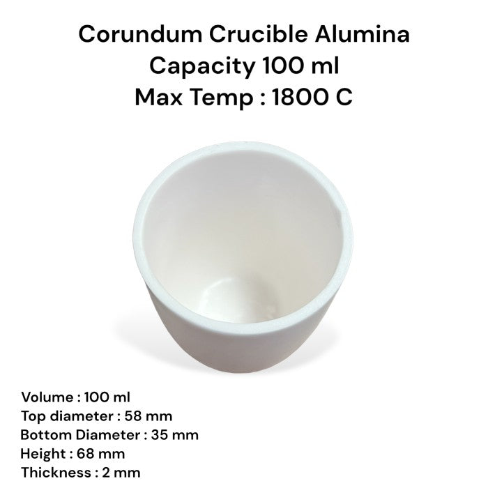 Krus Alumina 100 ml High Purity 99% / Alumina Crucible 1800°C