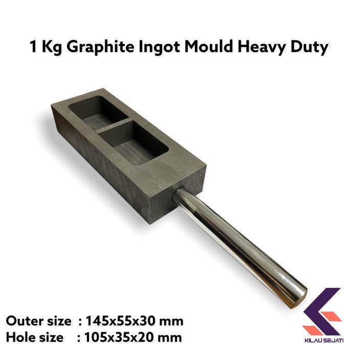 Cetakan Ingot Grafit Heavy Duty Kapasitas 1000 gr Emas + Free Pembatas